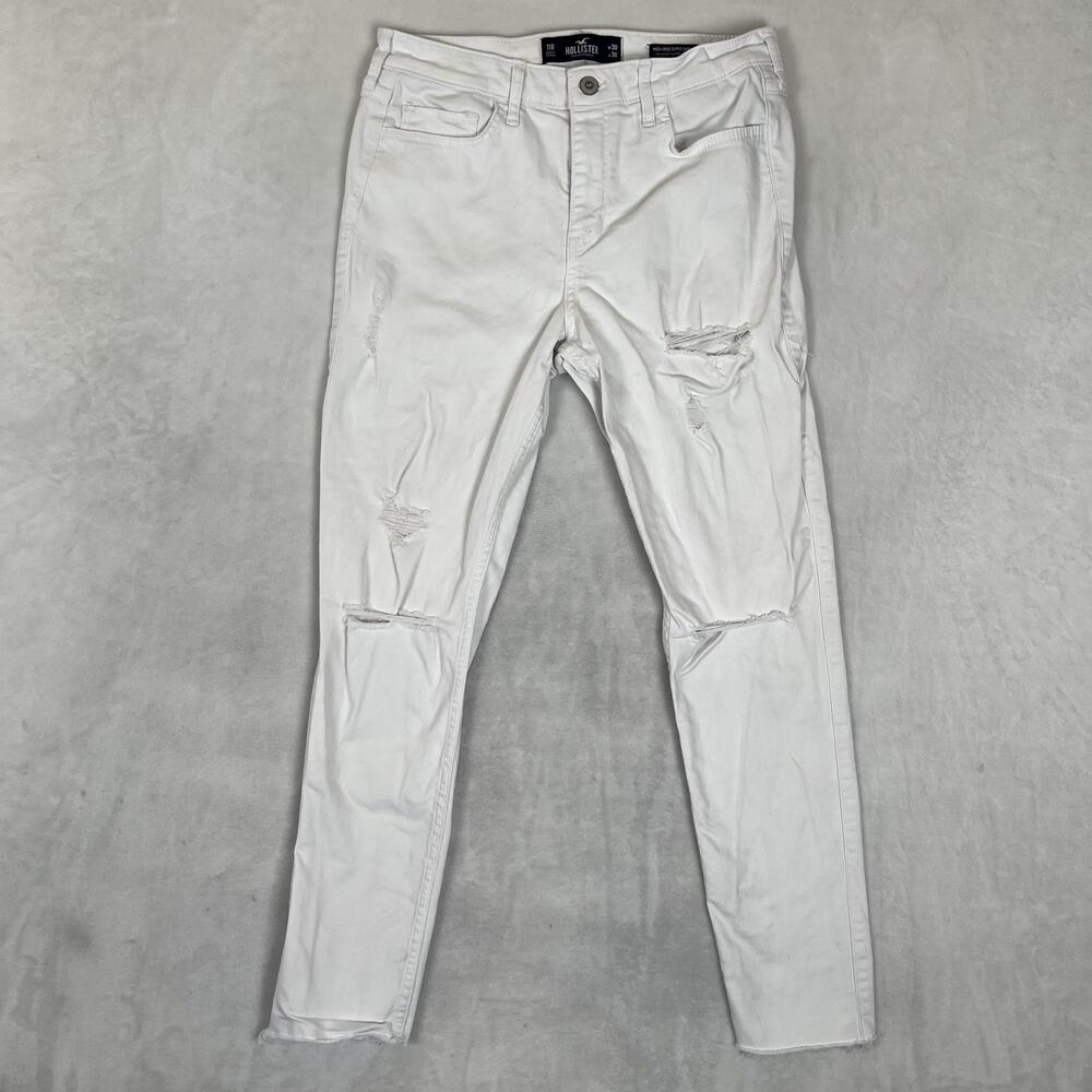 Hollister High-Rise Super Skinny Jeans Women's 11 White Distressed Denim